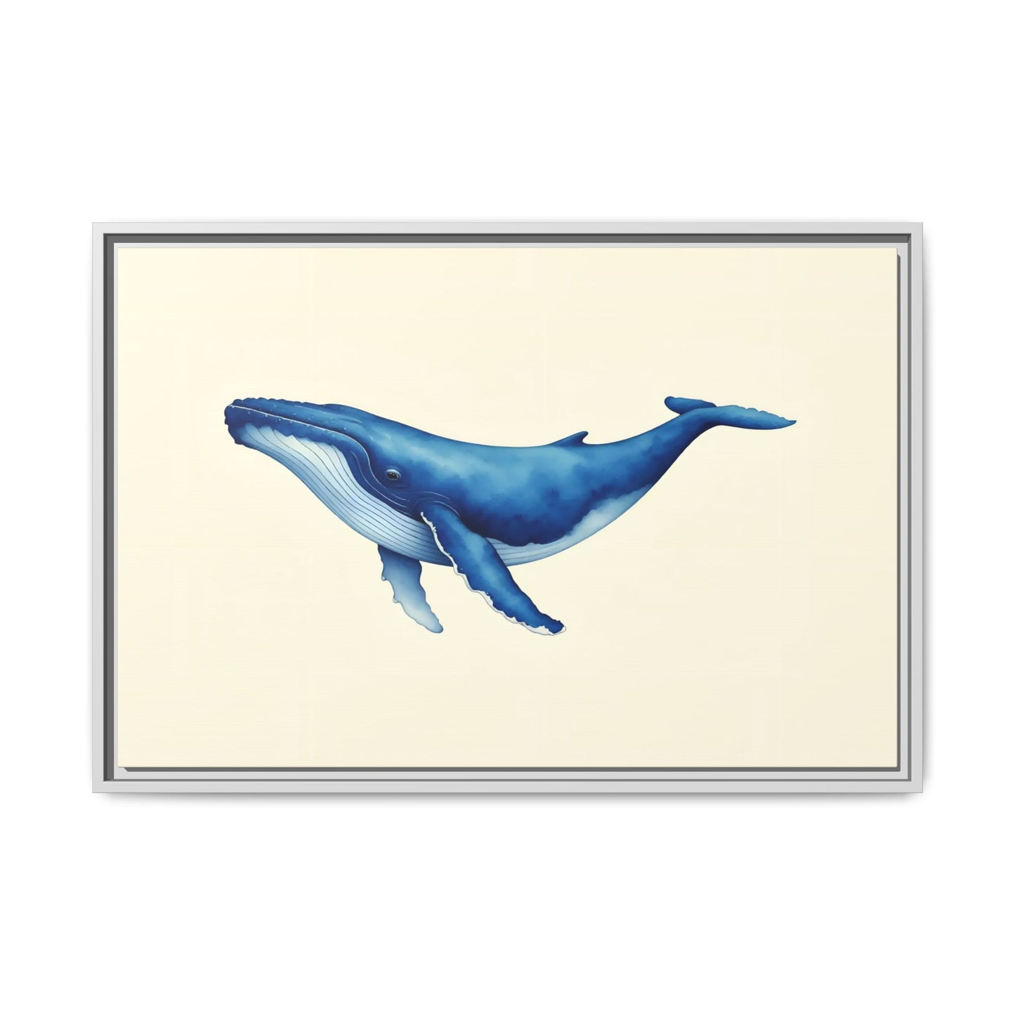 Blue Whale Watercolor - Framed Canvas