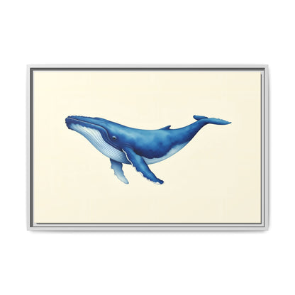 Blue Whale Watercolor - Framed Canvas