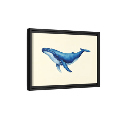 Blue Whale Watercolor - Framed Canvas