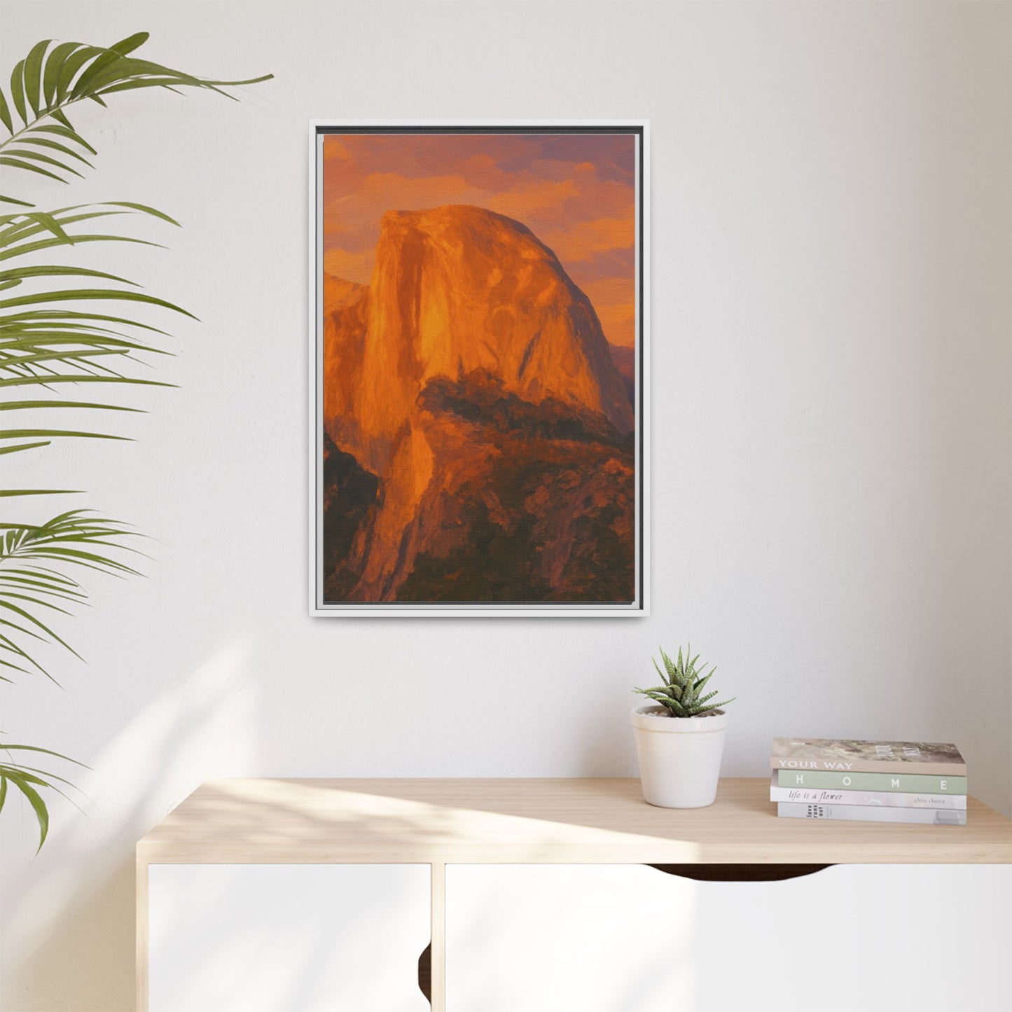 Sunset Over Half Dome - Framed Canvas