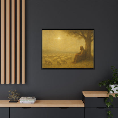 Shepherd In The Field - Framed Canvas