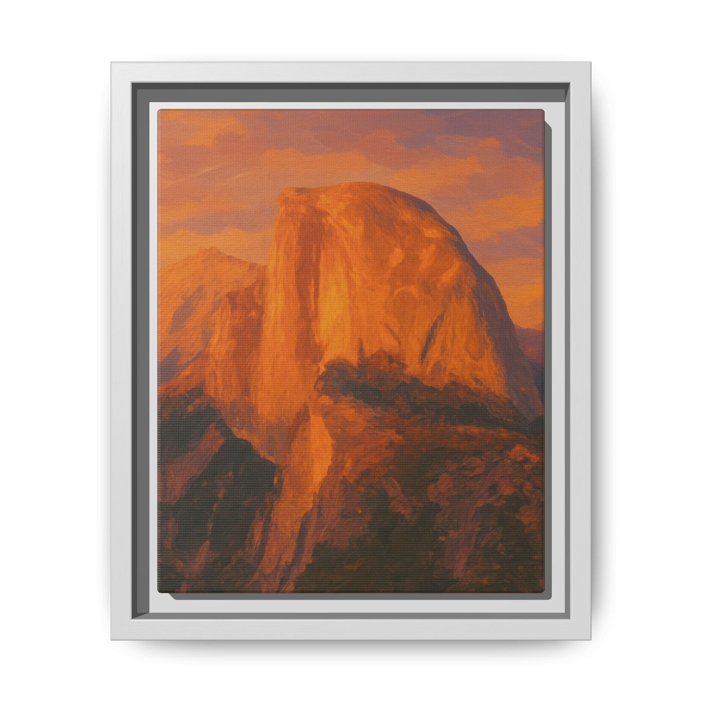 Sunset Over Half Dome - Framed Canvas