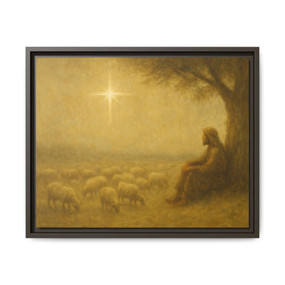 Shepherd In The Field - Framed Canvas