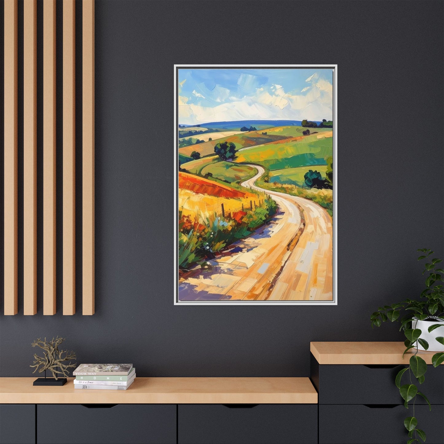 Lazy Country Road #3 - Framed Canvas