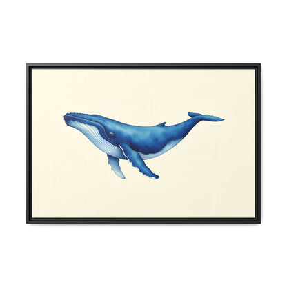 Blue Whale Watercolor - Framed Canvas