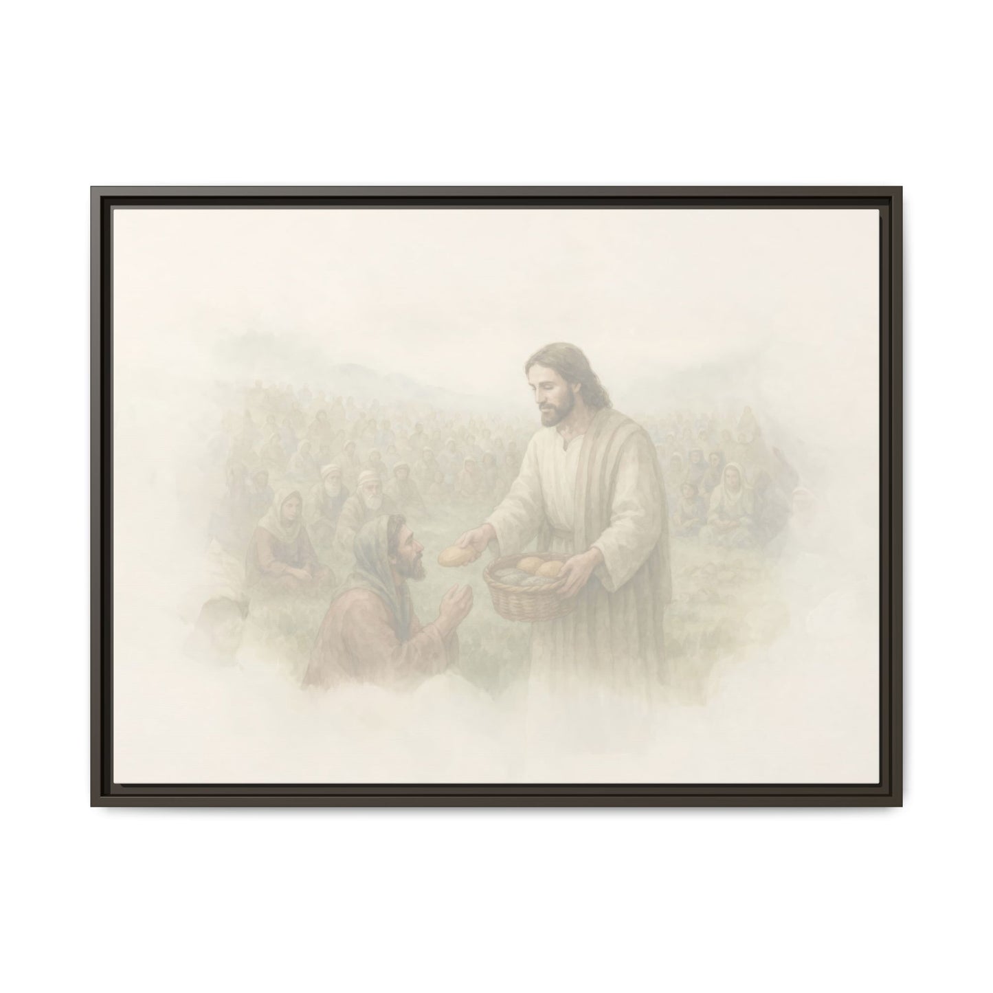 Jesus Feeds The 5,000 - Framed Canvas