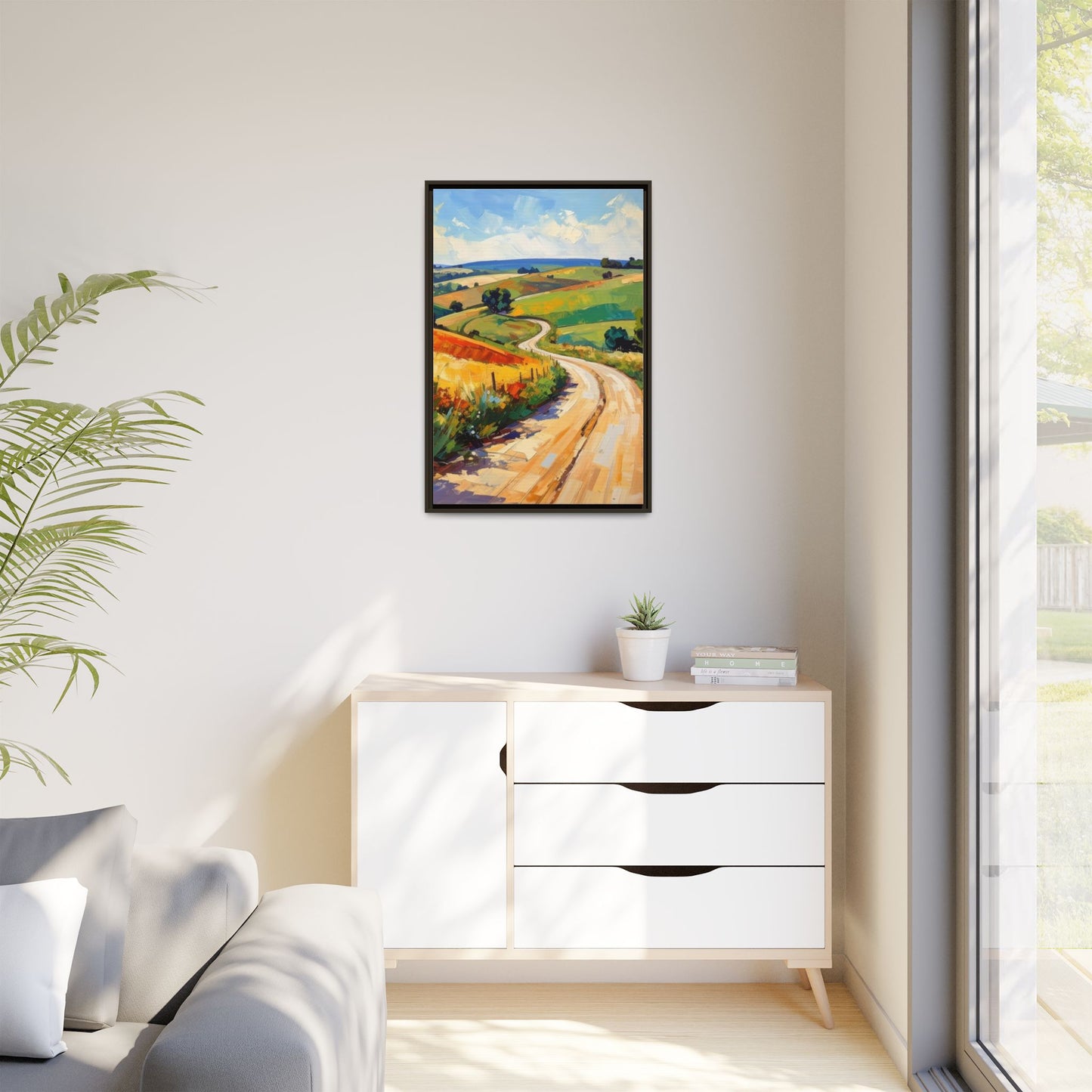 Lazy Country Road #3 - Framed Canvas