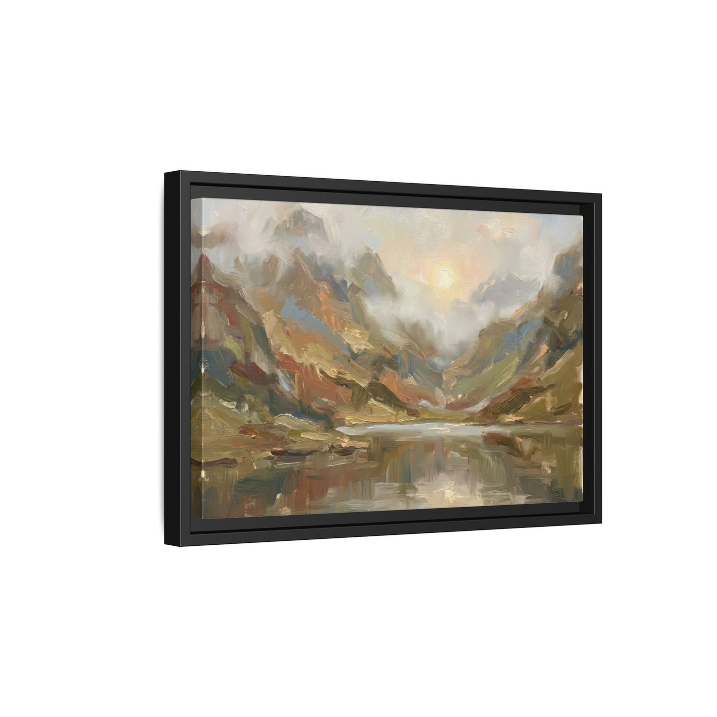 Misty Mountain Lake - Framed Canvas