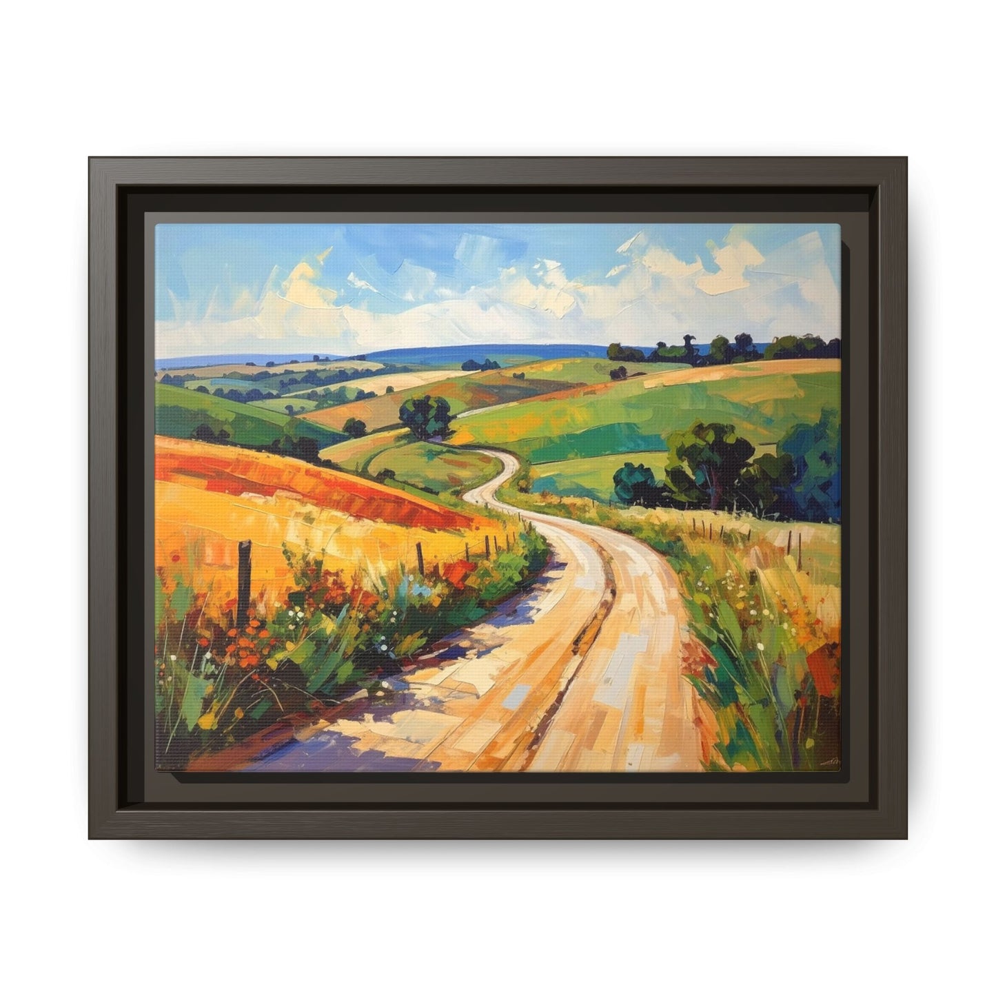 Lazy Country Road #3 - Framed Canvas