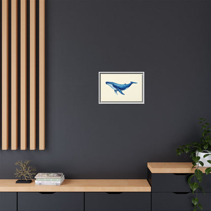 Blue Whale Watercolor - Framed Canvas