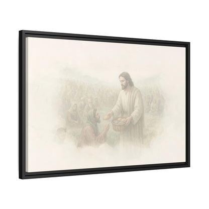 Jesus Feeds The 5,000 - Framed Canvas