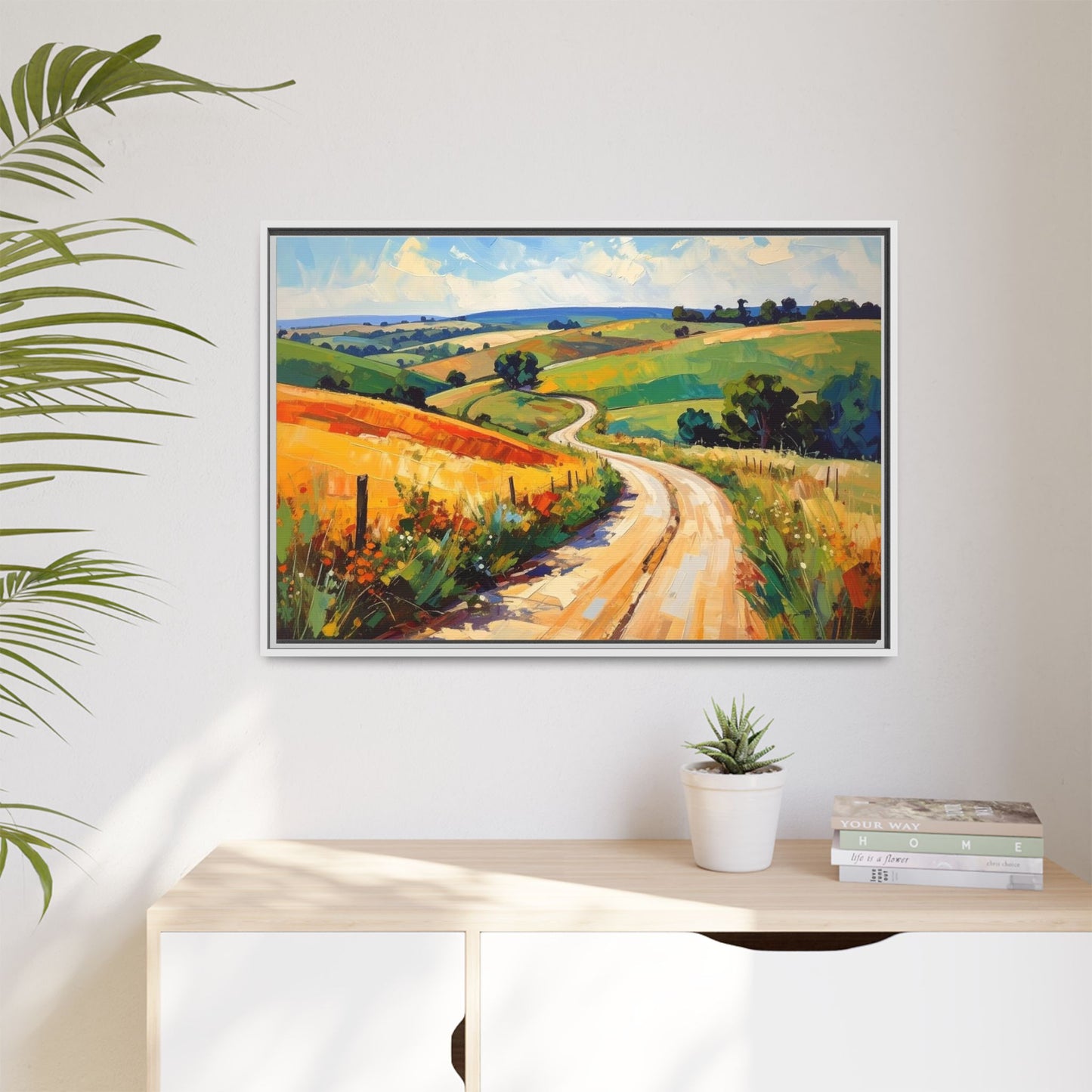 Lazy Country Road #3 - Framed Canvas