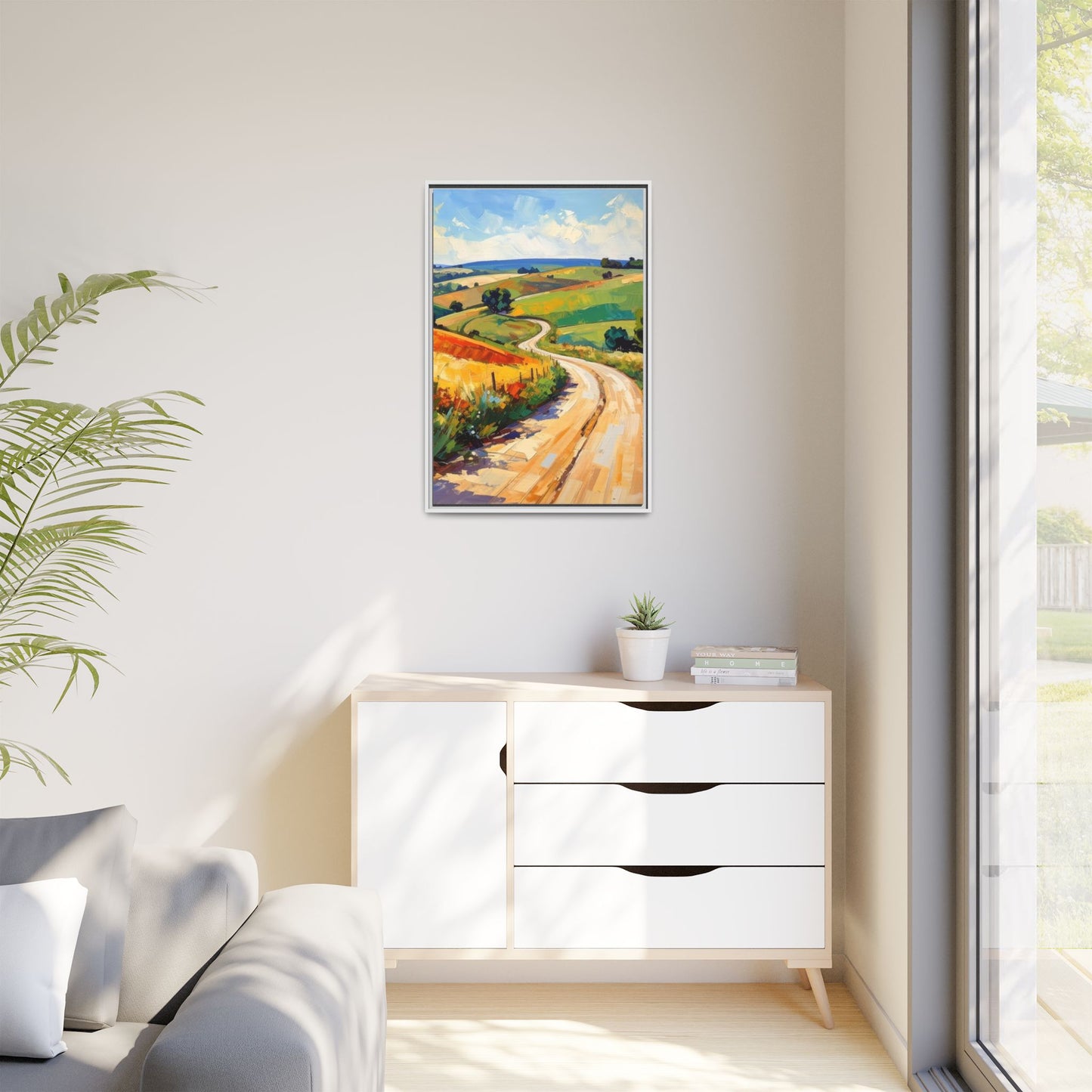 Lazy Country Road #3 - Framed Canvas