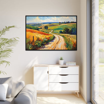 Lazy Country Road #3 - Framed Canvas