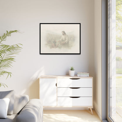 Jesus Feeds The 5,000 - Framed Canvas