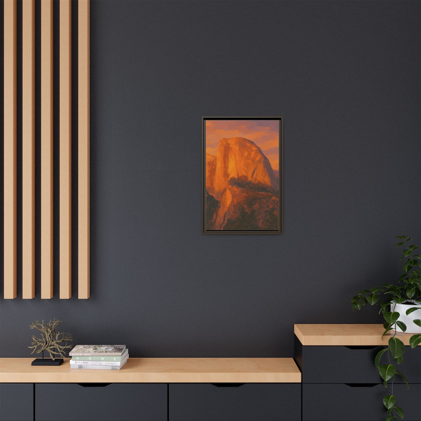 Sunset Over Half Dome - Framed Canvas