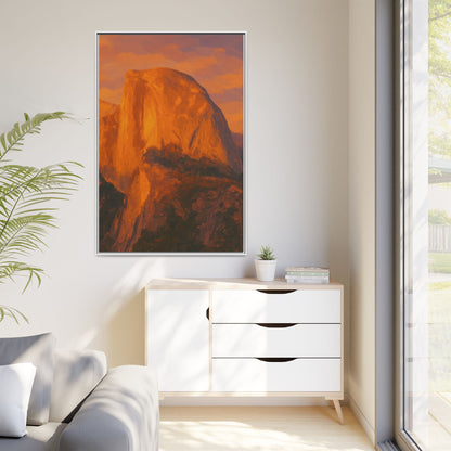 Sunset Over Half Dome - Framed Canvas