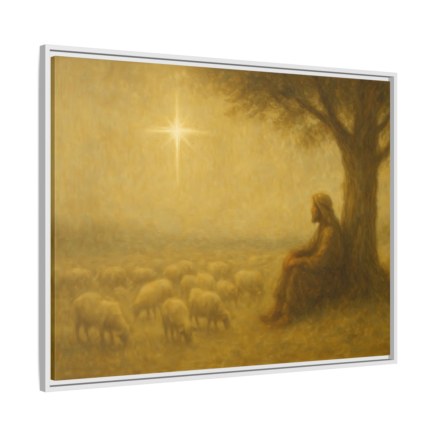 Shepherd In The Field - Framed Canvas