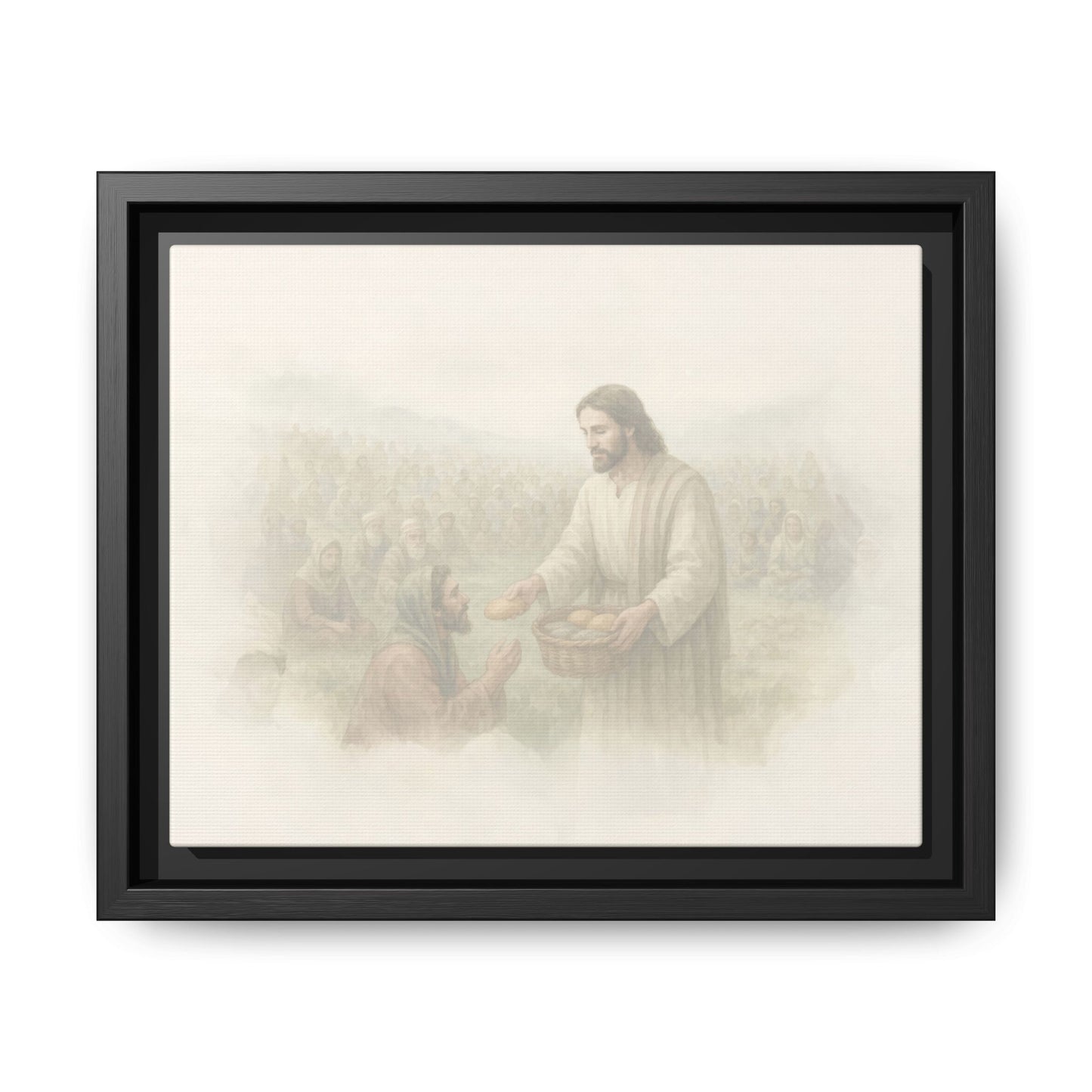 Jesus Feeds The 5,000 - Framed Canvas