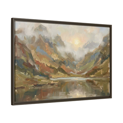 Misty Mountain Lake - Framed Canvas