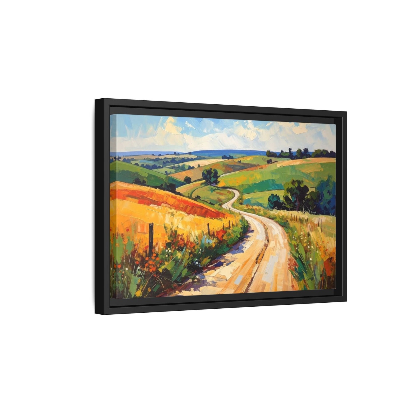 Lazy Country Road #3 - Framed Canvas