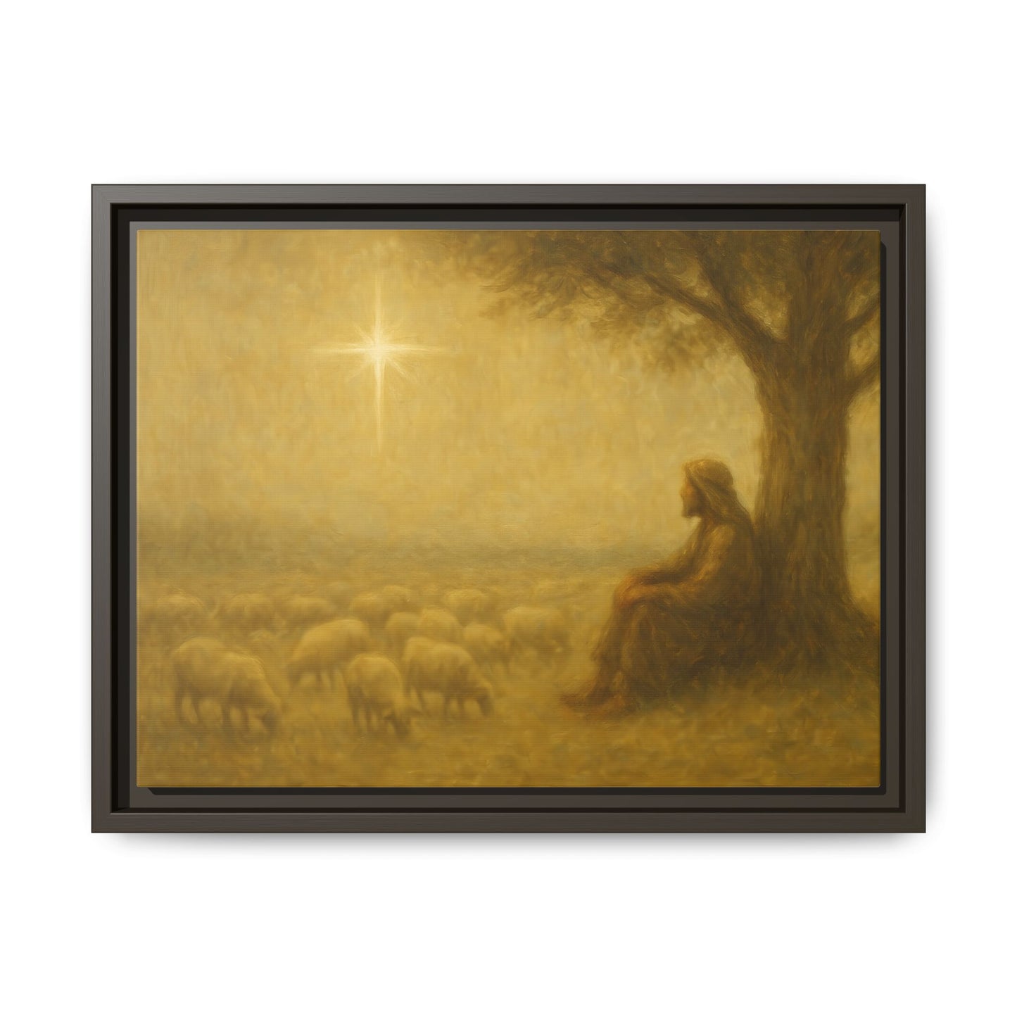 Shepherd In The Field - Framed Canvas