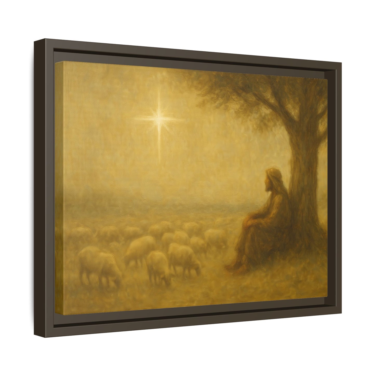 Shepherd In The Field - Framed Canvas