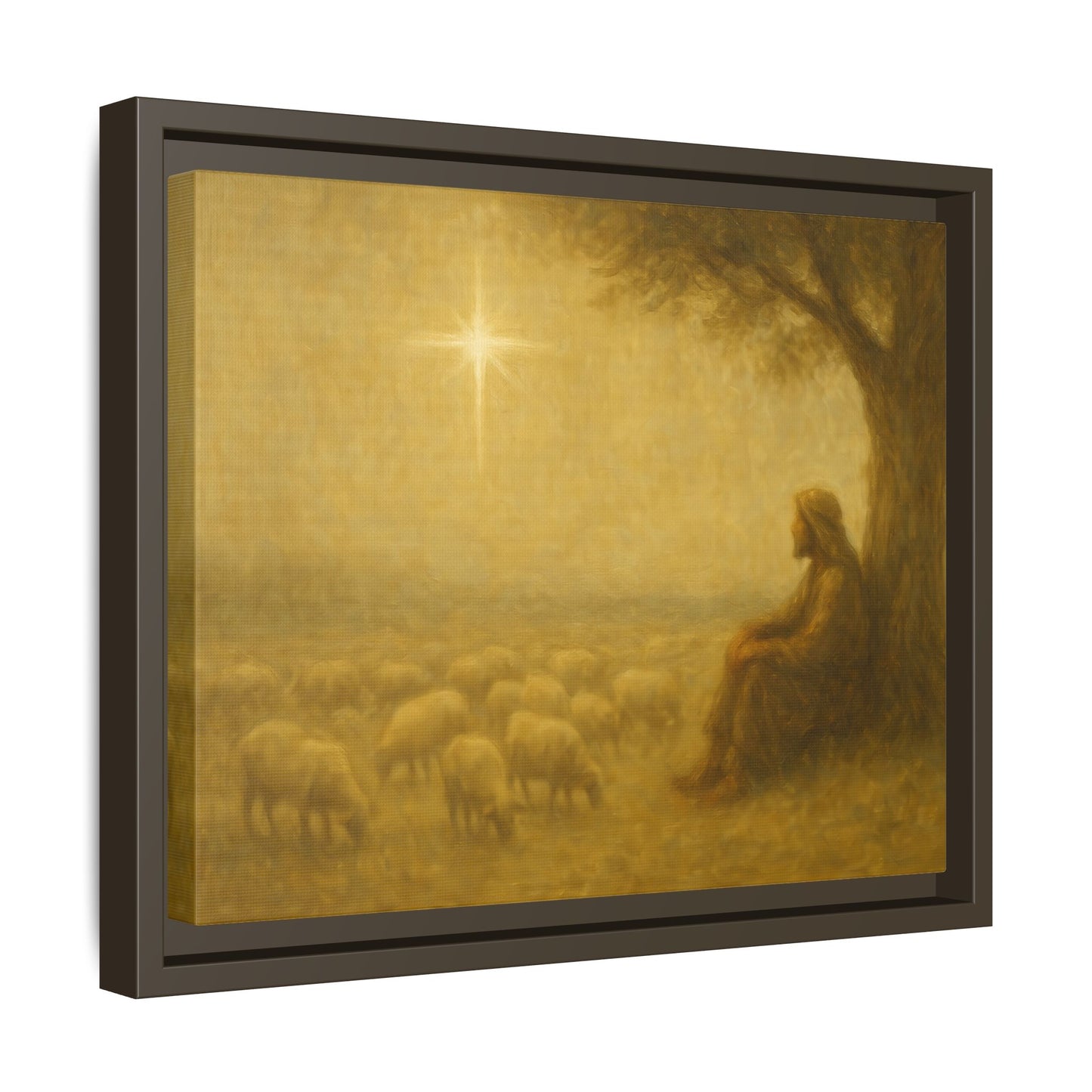 Shepherd In The Field - Framed Canvas