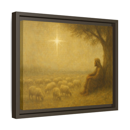 Shepherd In The Field - Framed Canvas