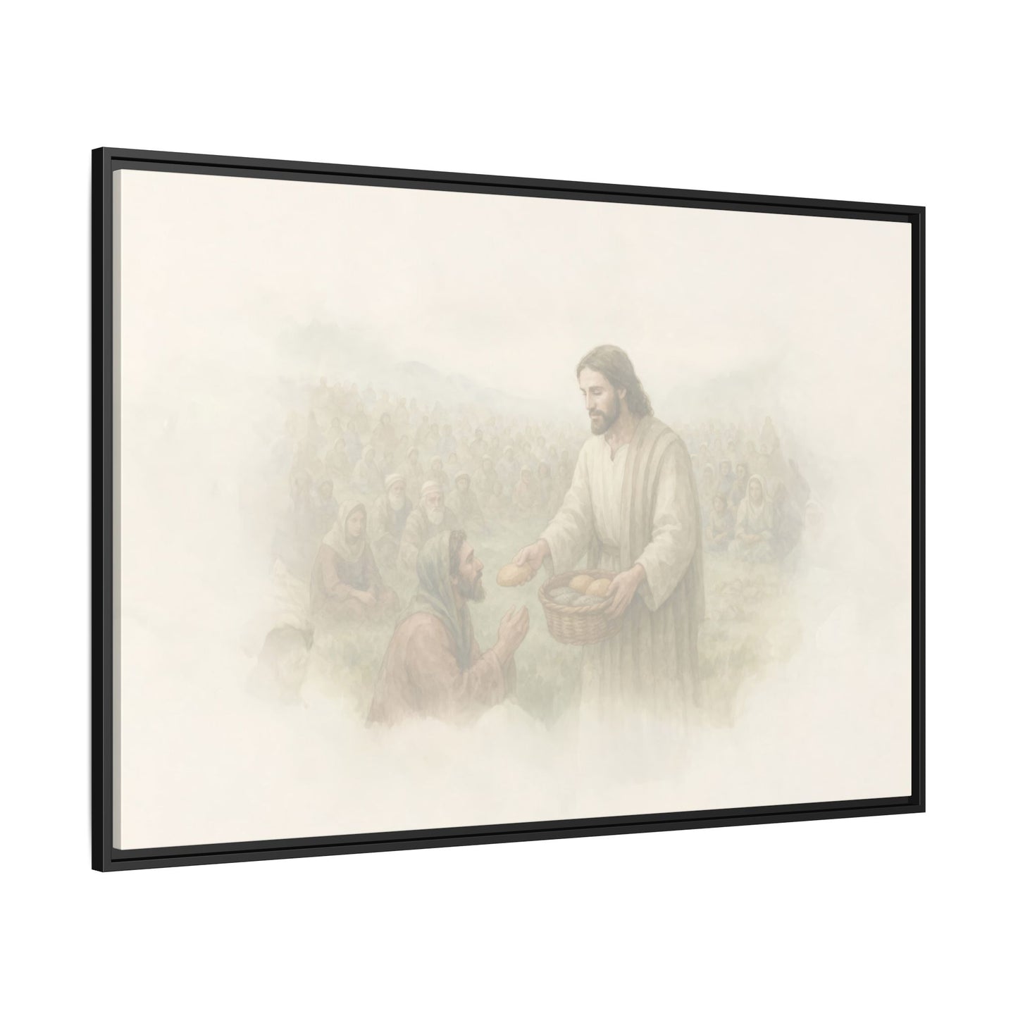 Jesus Feeds The 5,000 - Framed Canvas