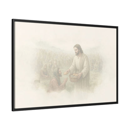 Jesus Feeds The 5,000 - Framed Canvas