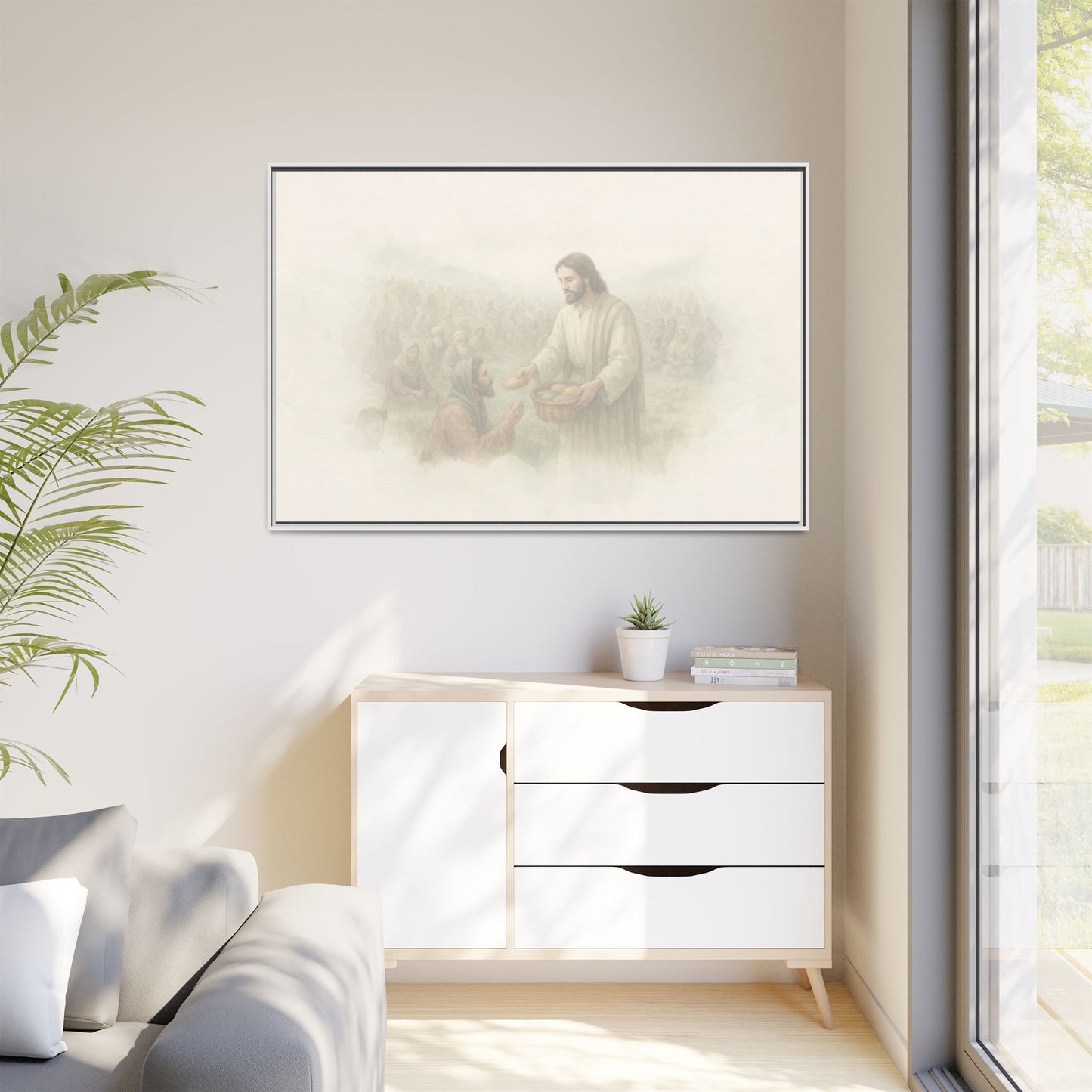 Jesus Feeds The 5,000 - Framed Canvas