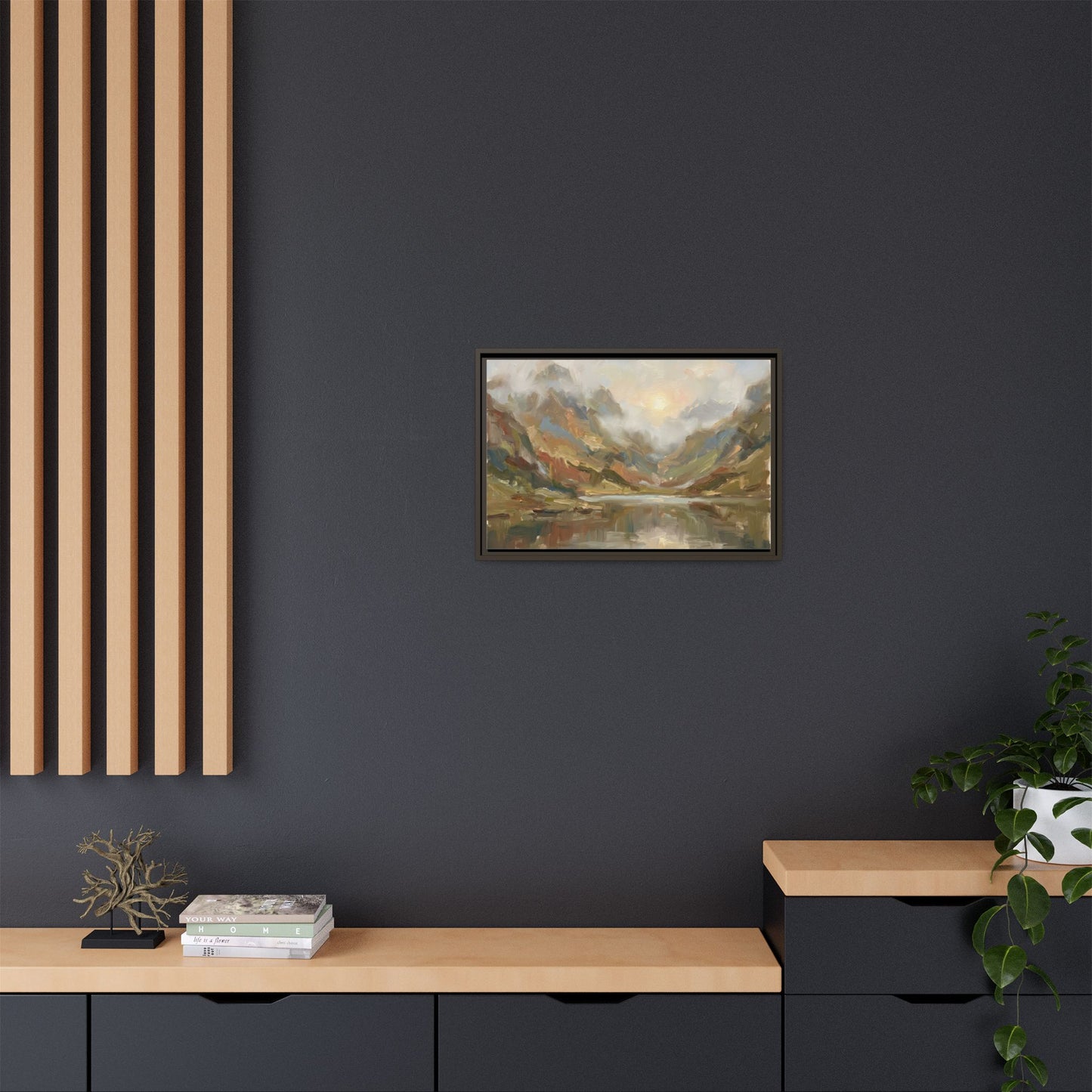 Misty Mountain Lake - Framed Canvas