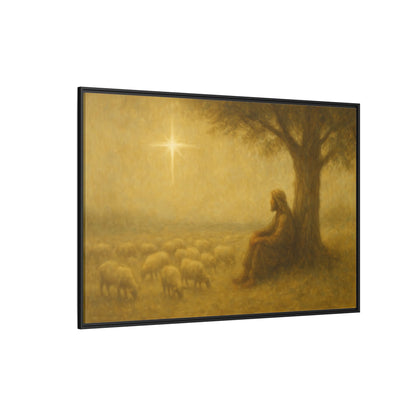 Shepherd In The Field - Framed Canvas