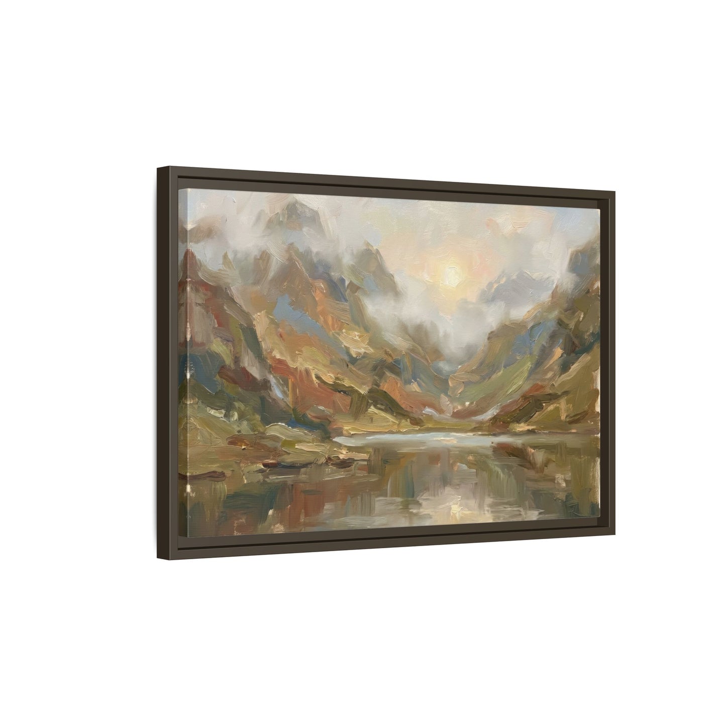 Misty Mountain Lake - Framed Canvas
