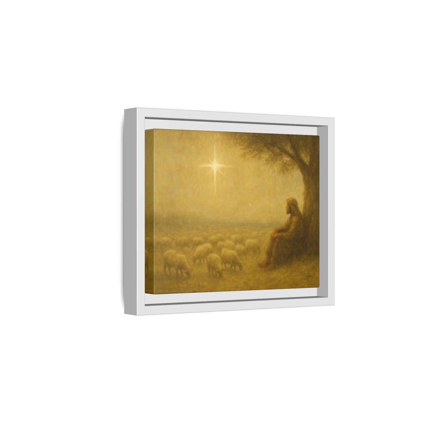 Shepherd In The Field - Framed Canvas