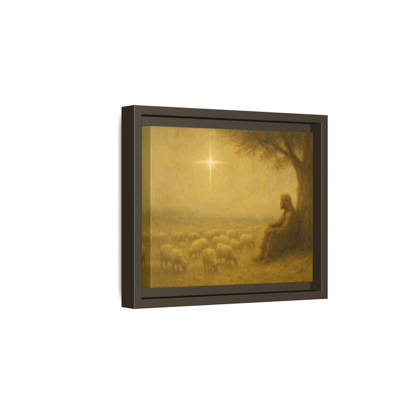 Shepherd In The Field - Framed Canvas