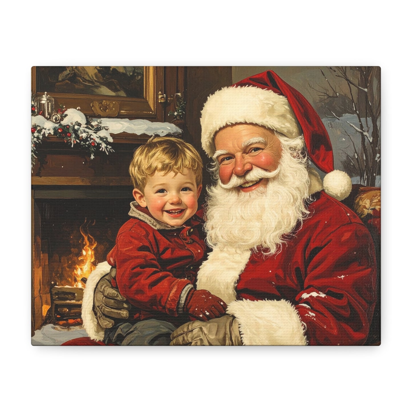 Vintage Santa with Little Boy - Canvas