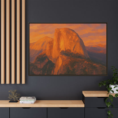 Sunset Over Half Dome - Framed Canvas
