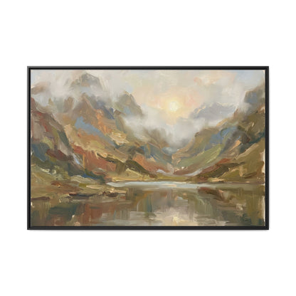 Misty Mountain Lake - Framed Canvas