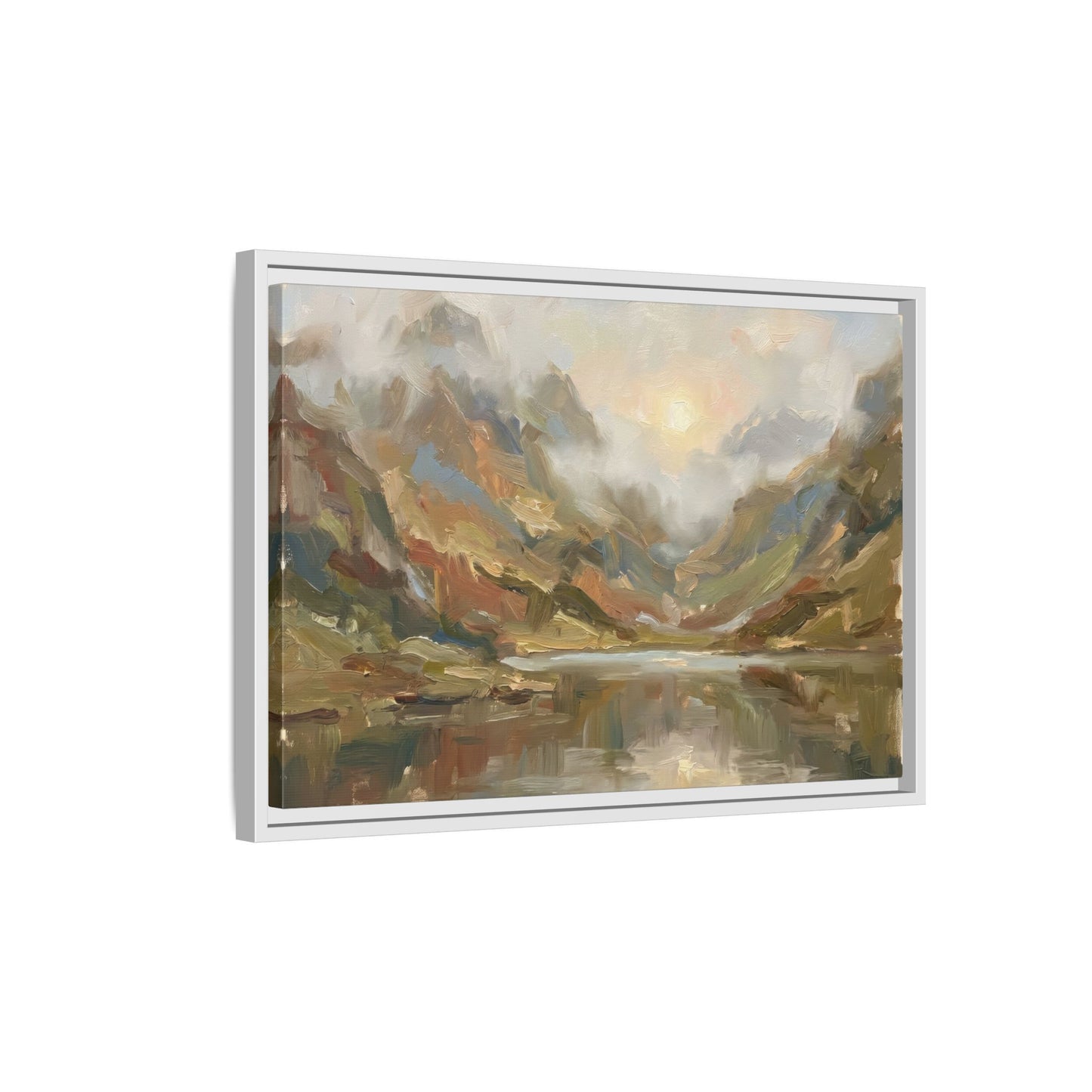 Misty Mountain Lake - Framed Canvas