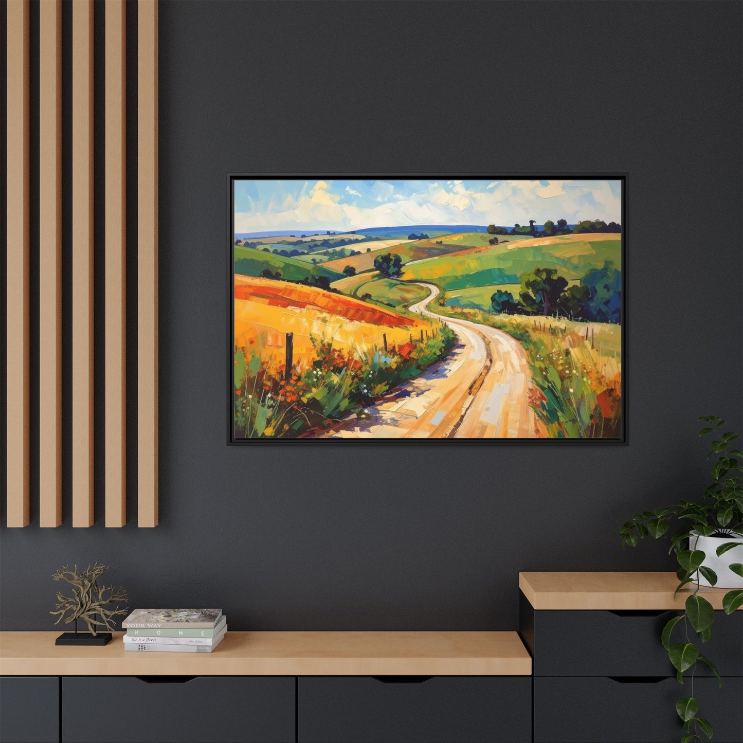 Lazy Country Road #3 - Framed Canvas