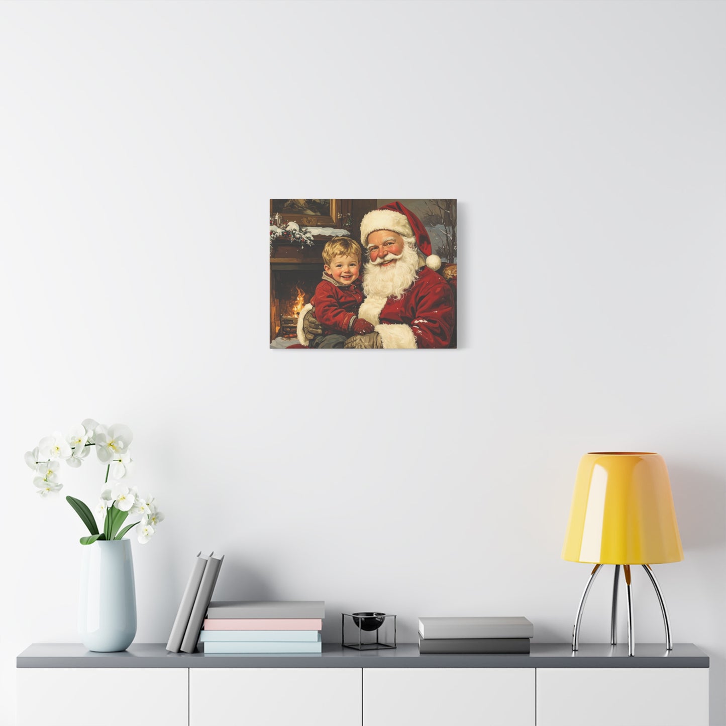 Vintage Santa with Little Boy - Canvas