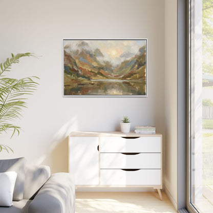 Misty Mountain Lake - Framed Canvas