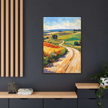 Lazy Country Road #3 - Framed Canvas