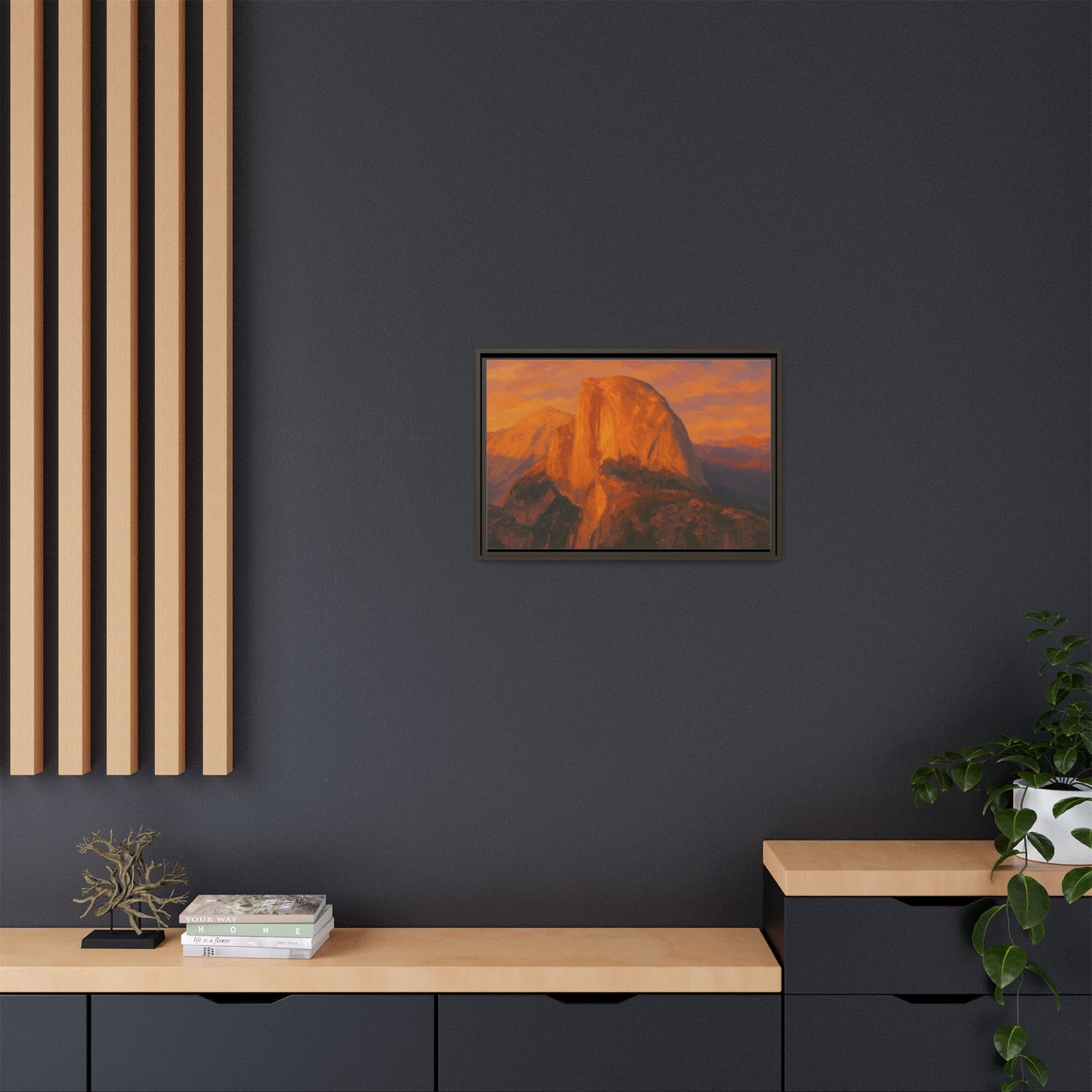 Sunset Over Half Dome - Framed Canvas