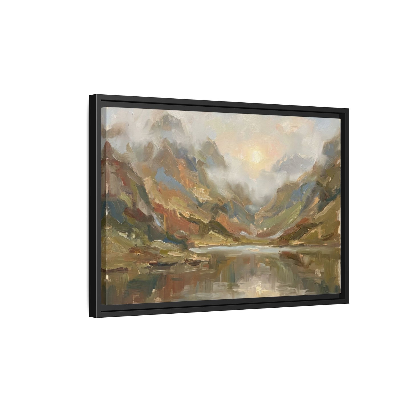 Misty Mountain Lake - Framed Canvas