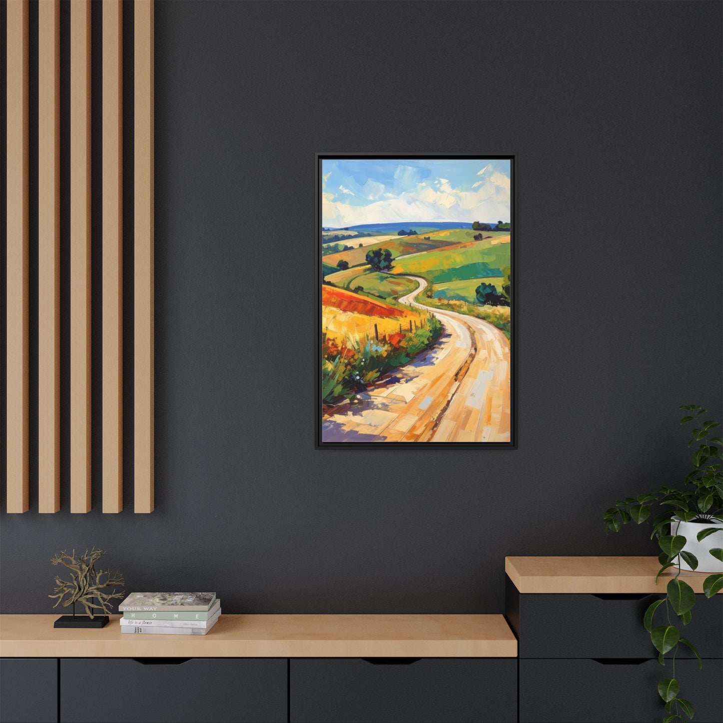 Lazy Country Road #3 - Framed Canvas