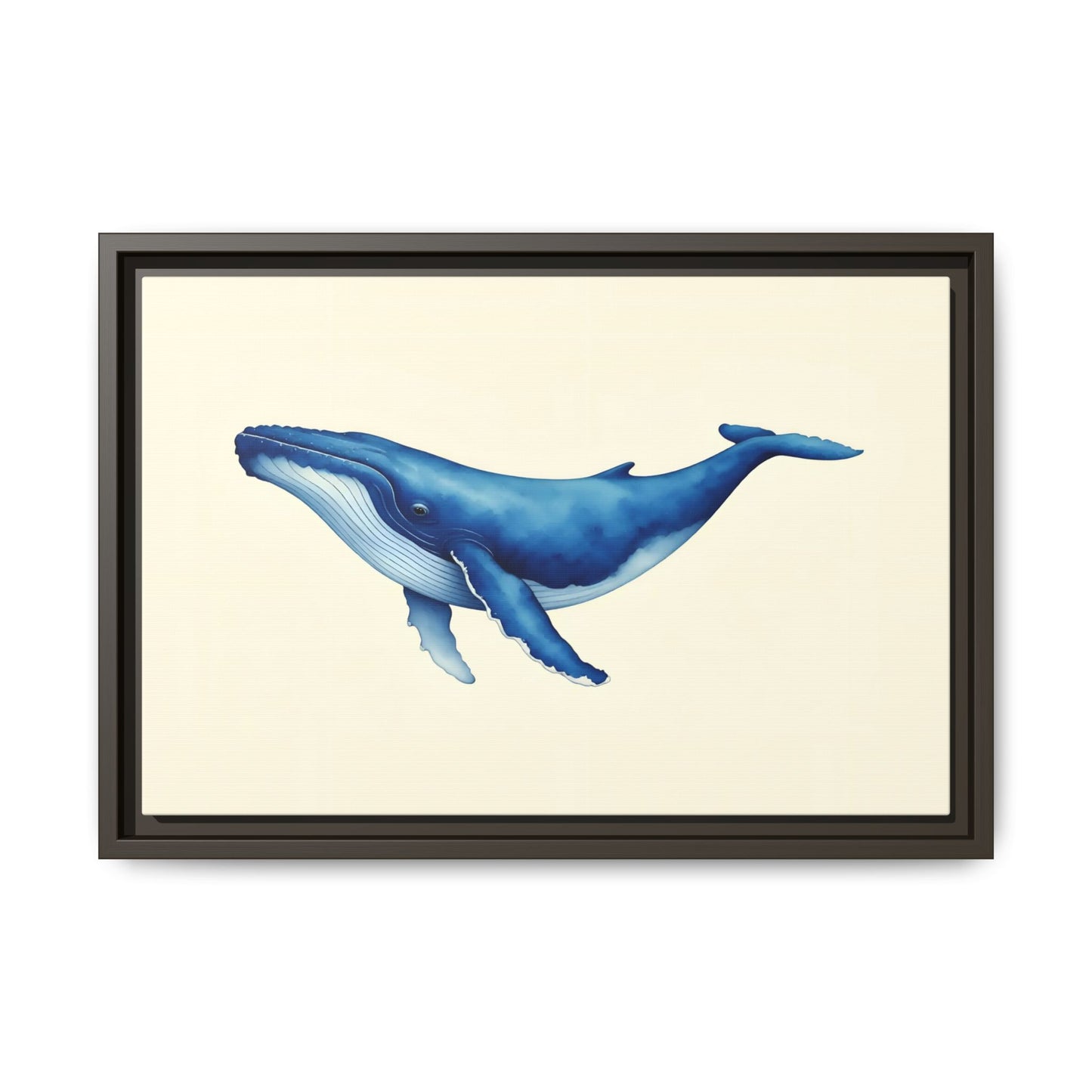Blue Whale Watercolor - Framed Canvas