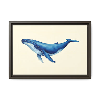 Blue Whale Watercolor - Framed Canvas